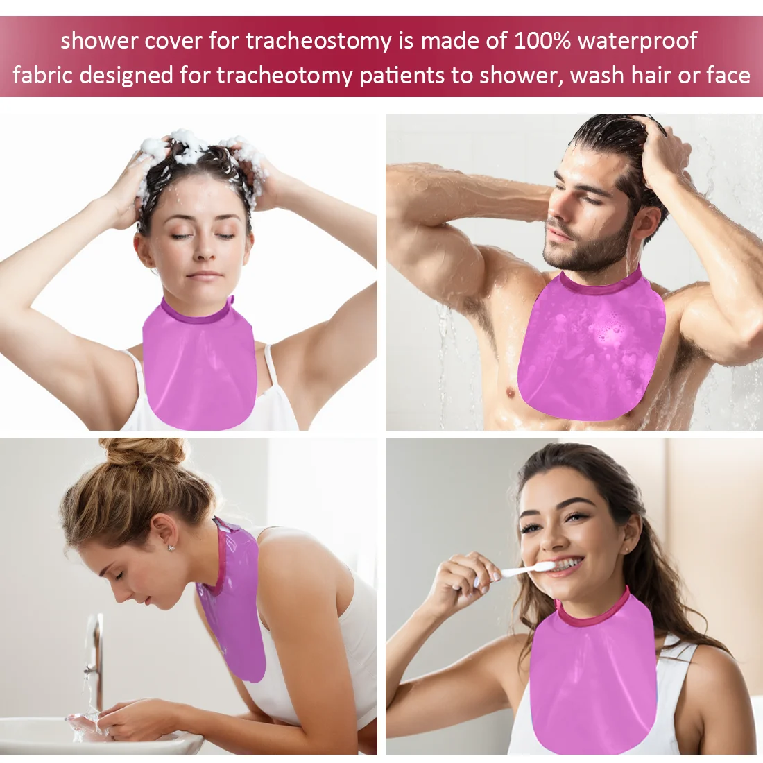 Ehucon Medical Grade Shower Shield for Tracheostomy Waterproof Stoma Protection with Adjustable Neck Strap for Bathing and Hair