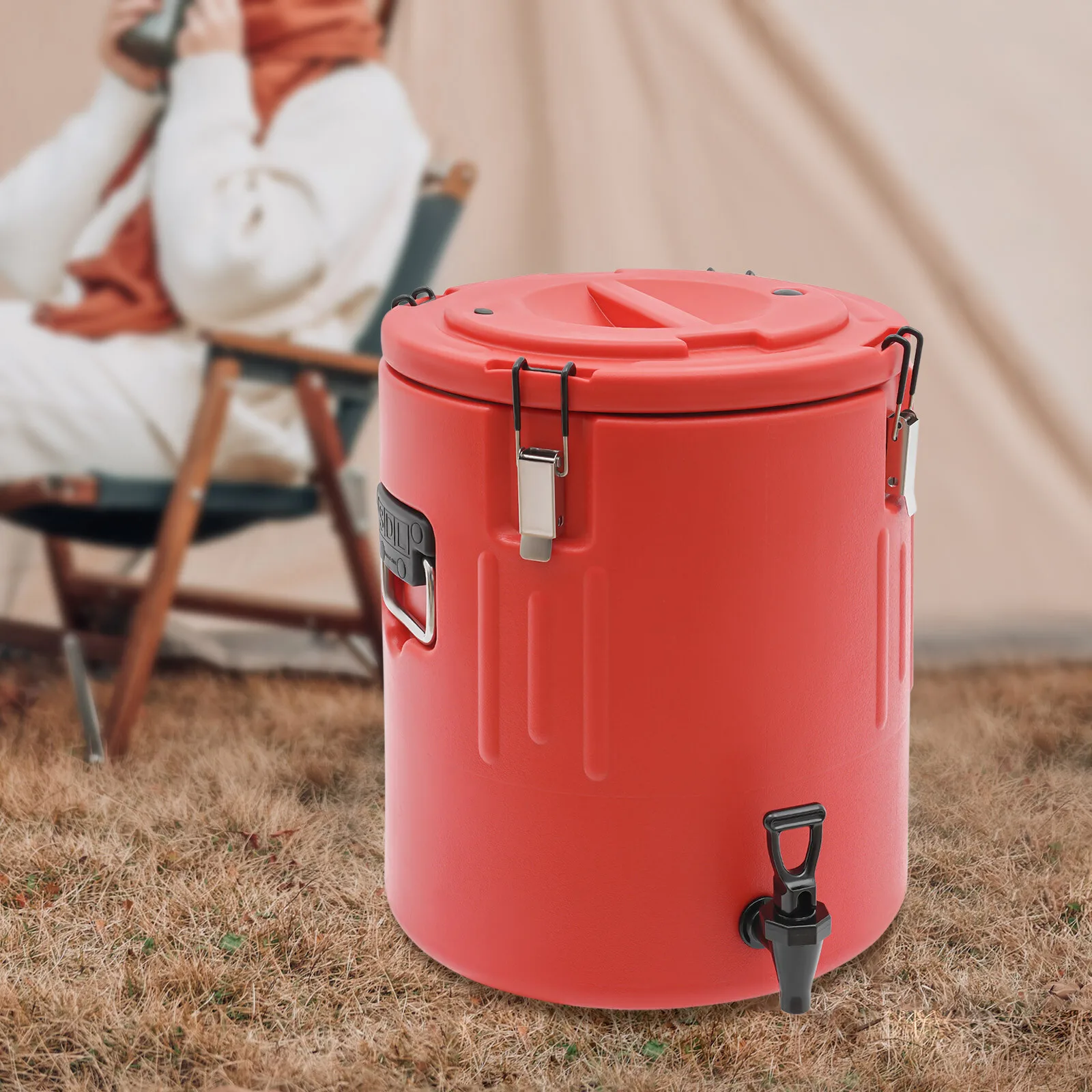 Refrigerador de bebidas comercial vermelho 40L (10,5 gal) - Recipiente de bebidas isolado com tampa para eventos ao ar livre