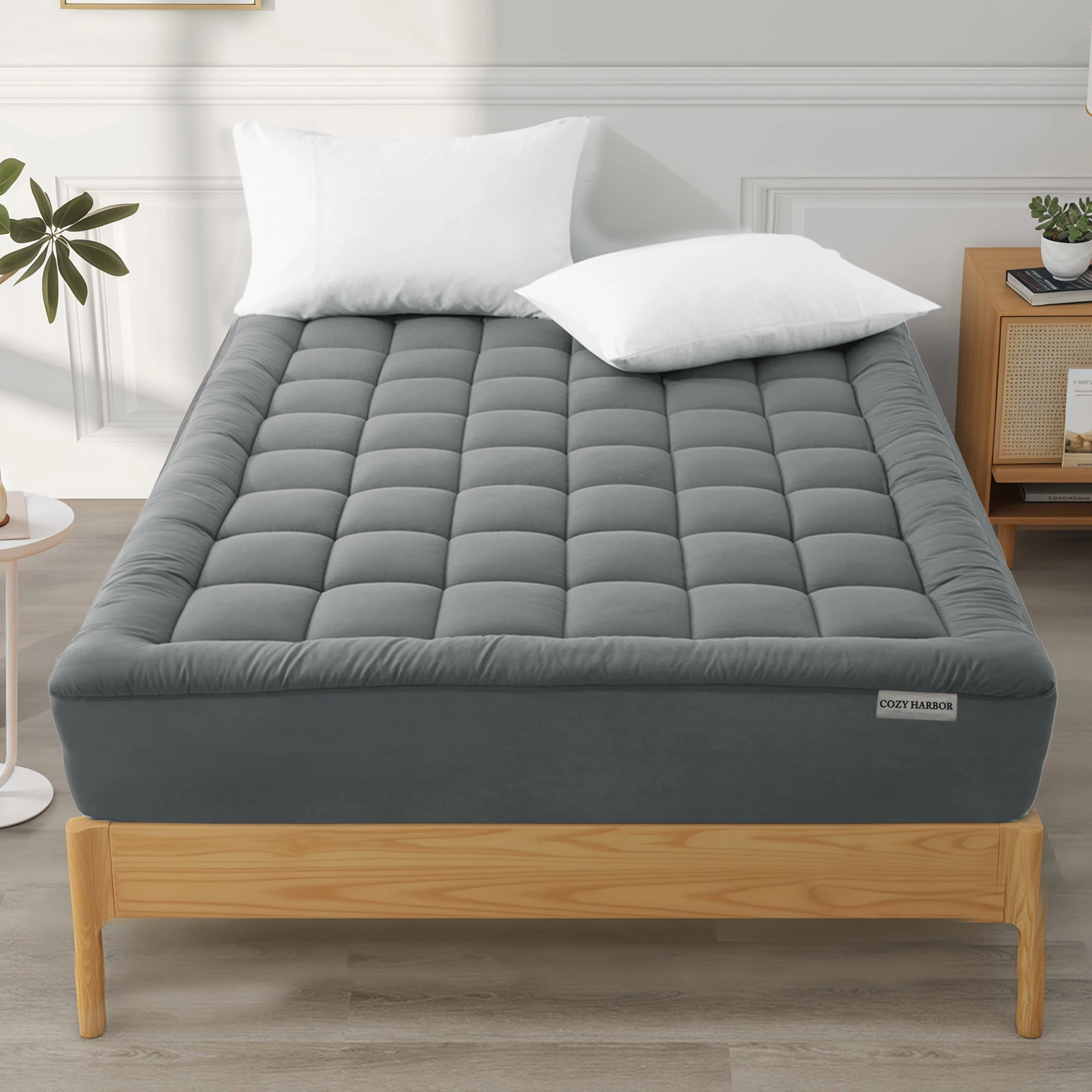 

Plush Mattress Topper For College Dorm, Breathable & Soft Bed Topper, Cooling Pillowtop, Hypoallergenic Down Alternative Filling