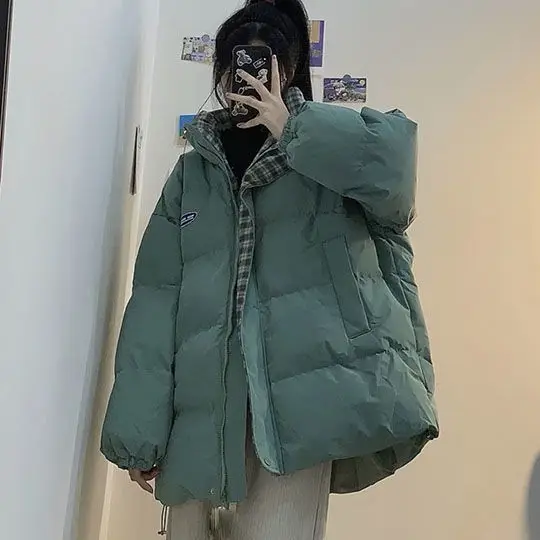 

Thiened Cotton Jaet Retro Stand Collar Women's Winter Coat Design Sensation Student Faion Outerwear Trendy