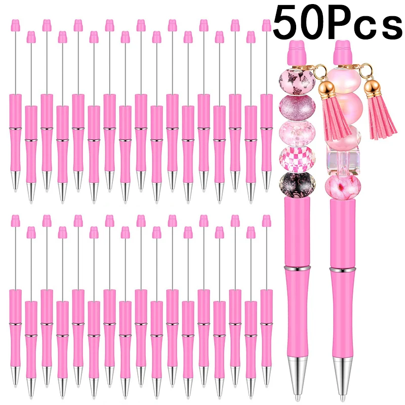 

50Pcs Bead Pens Beadable Pens Ballpoint Bead Pen DIY School Kids Beaded Pen Making Gift