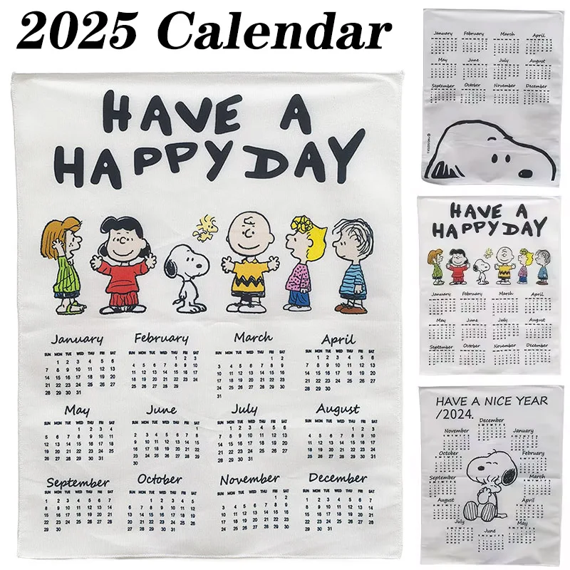 2025 Calendar Snoopy Tapestry Decoration Cloth Bedroom Cute Small Tapestry Background Cloth Ins Calendar Wall Hanging Decor Gift