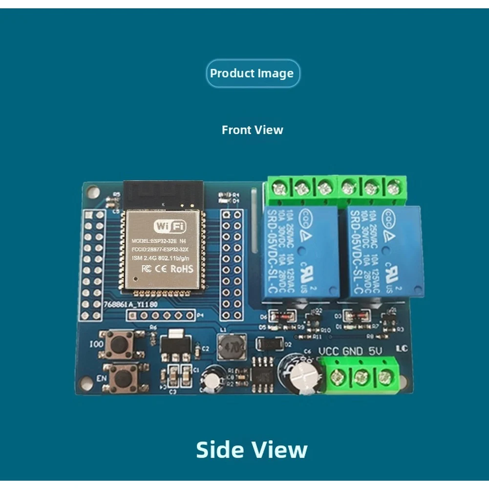 Relay Expansion Board for ESP32 Modules with Dual Channel Control DC5-60V Power Input and Full Pin Accessibility
