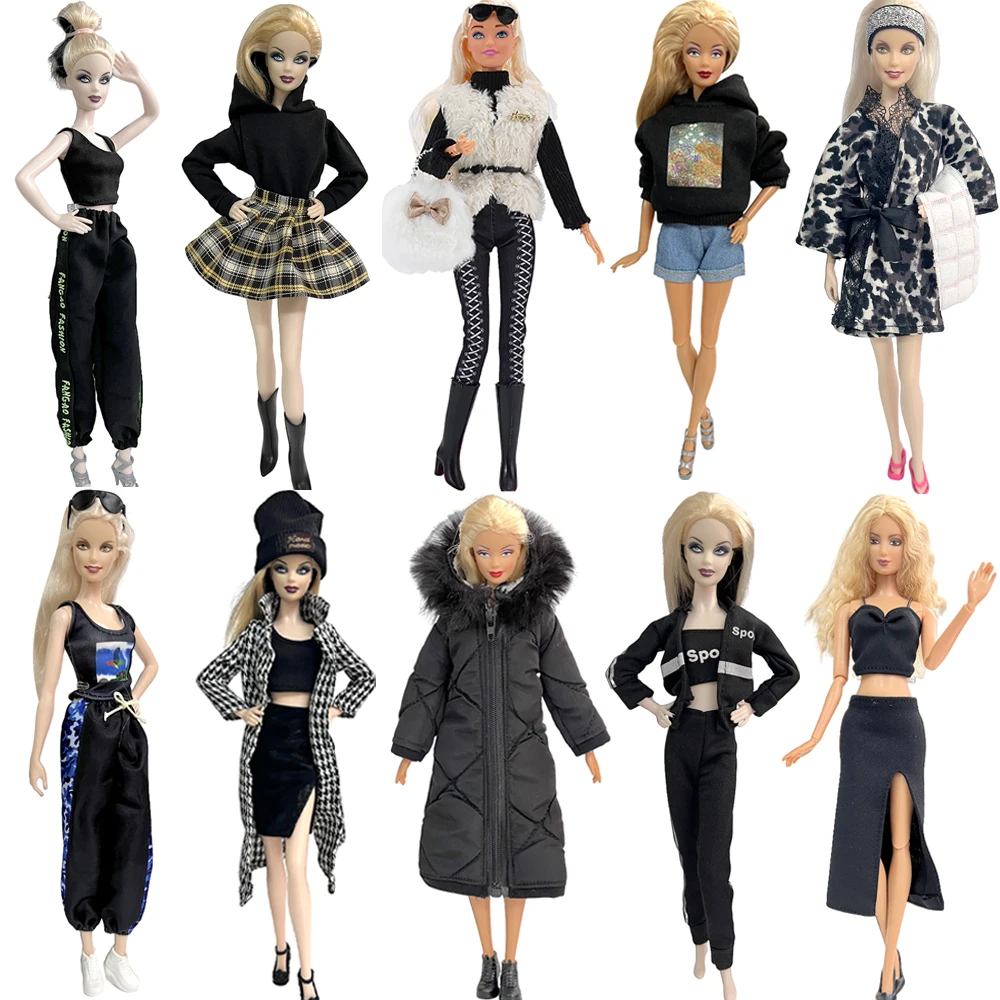 NK 1 Set Fashion Black Series Coat For Barbie Clothes For 1/6  Doll Dress Casual Wear Shirt Clothing Dolls Accessories Toy JJ