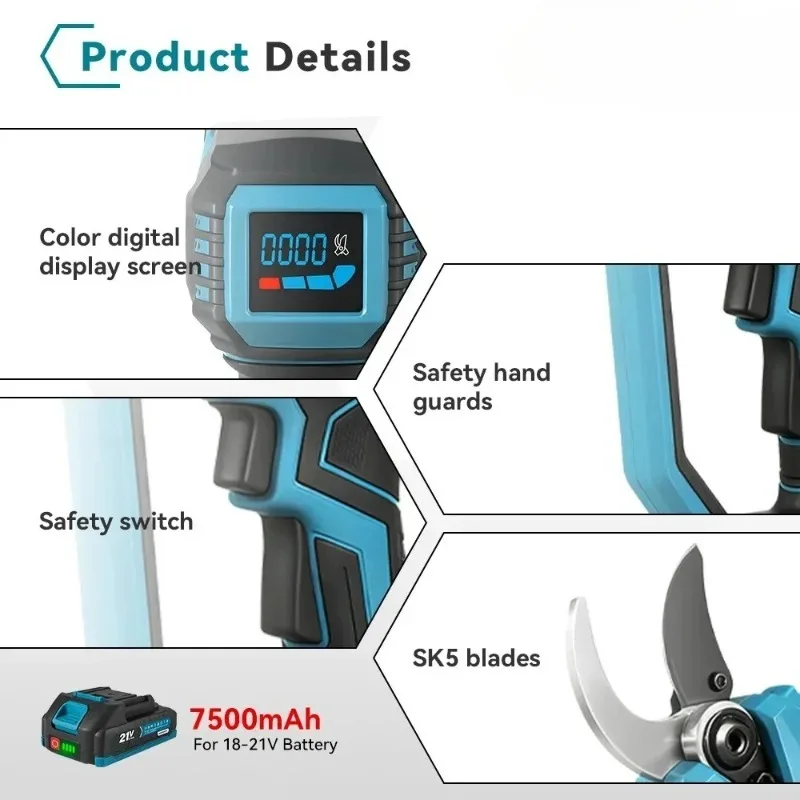 Makita 18V Battery Compatible Makita Brushless Electric Pruning Shears Cordless High Power Garden Branch Cutter Tool view 4