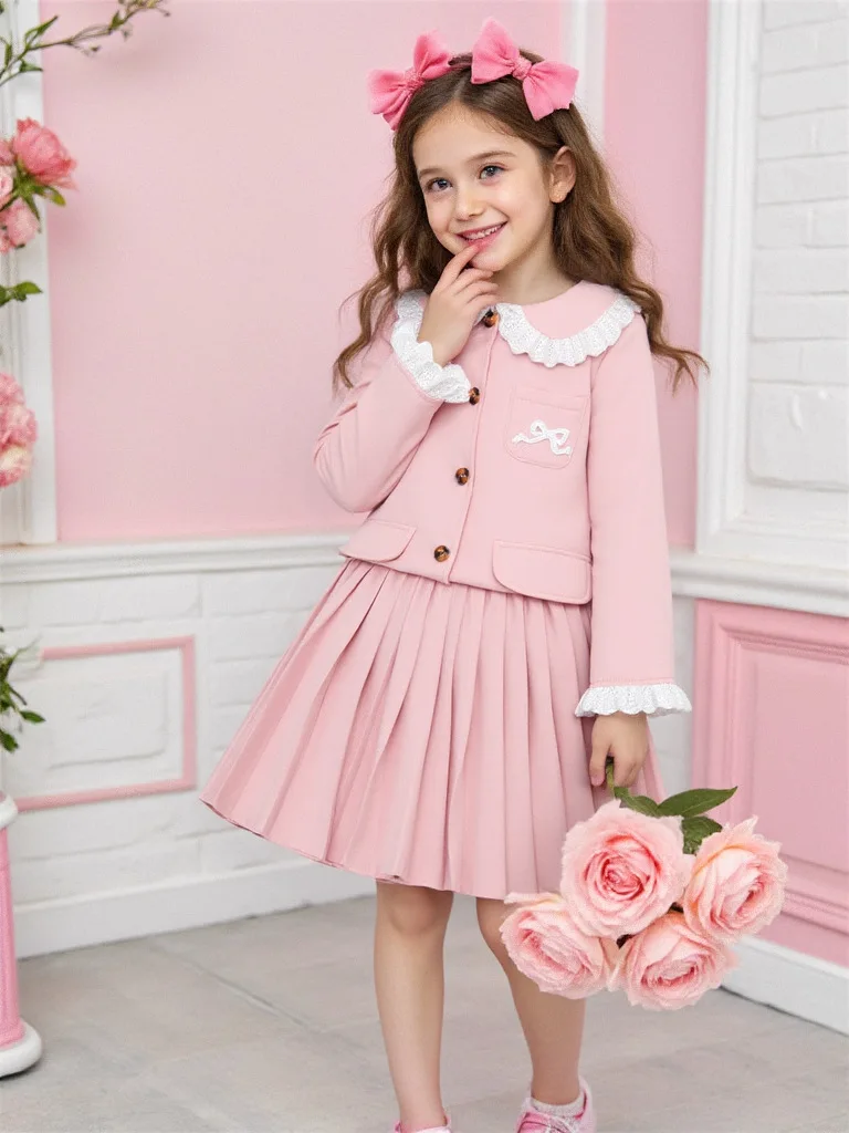 Girl Clothes Korea Style Long Sleeve Top+Skirt 2pcs Sets For Children Autumn And Winter Causal Outfits Girls Birthday Party Set