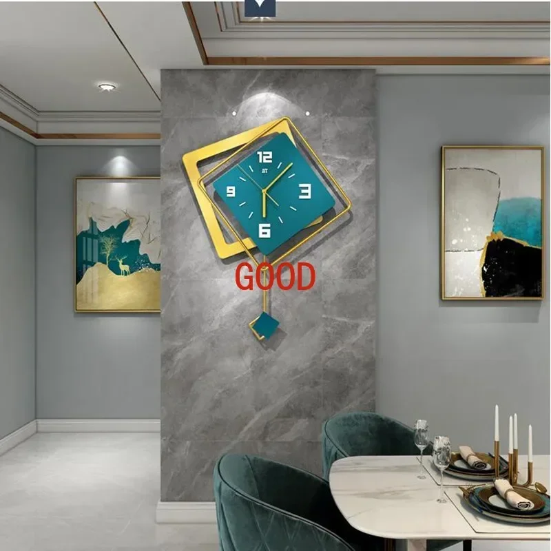

3D Nordic square Swing Wall Clock Living Room Minimalist Home Decoration Light Luxury Hanging Watch Wall Decor Clocks