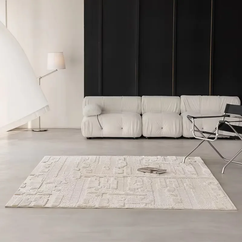 Light grey hand-tufted carpet wool nylon simple modern living room