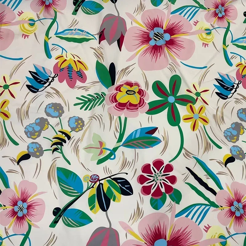 Pure Cotton Printed Fabric Fashion Runway Dress Diy Cloth Apparel Sewing Per Meters Polyester Satin Material Fabric