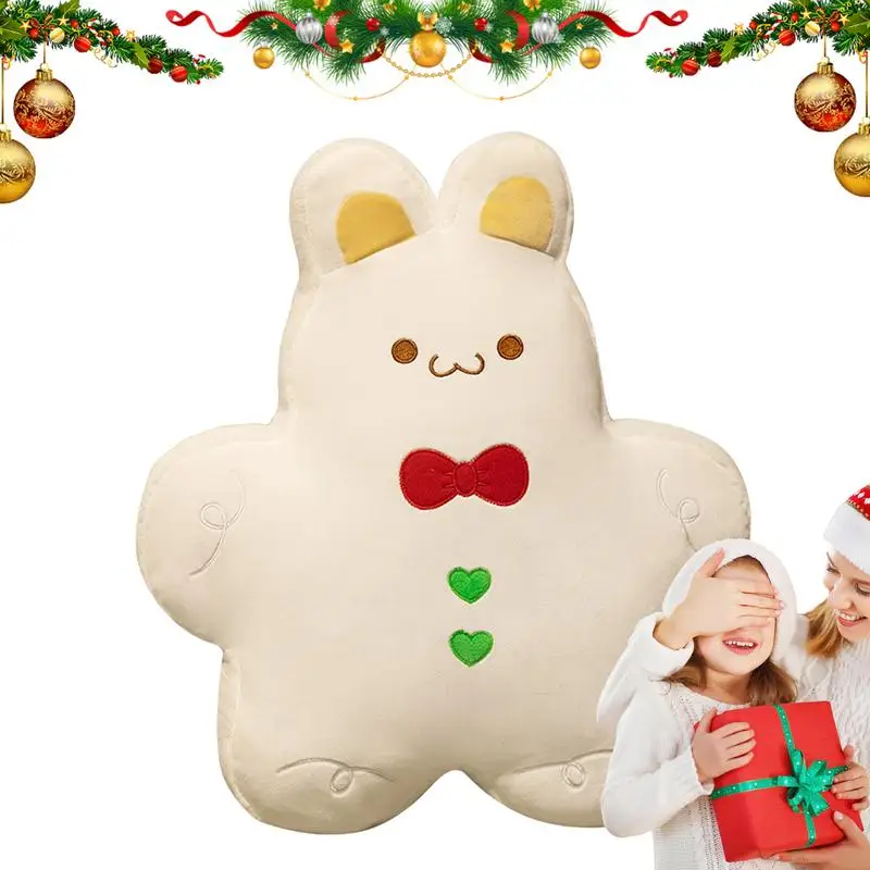 Gingerbread Man Pillow Stuffed Bunny Christmas Throw Pillow Gingerbread Plush Christmas Decorative Pillows Bunny Plush For