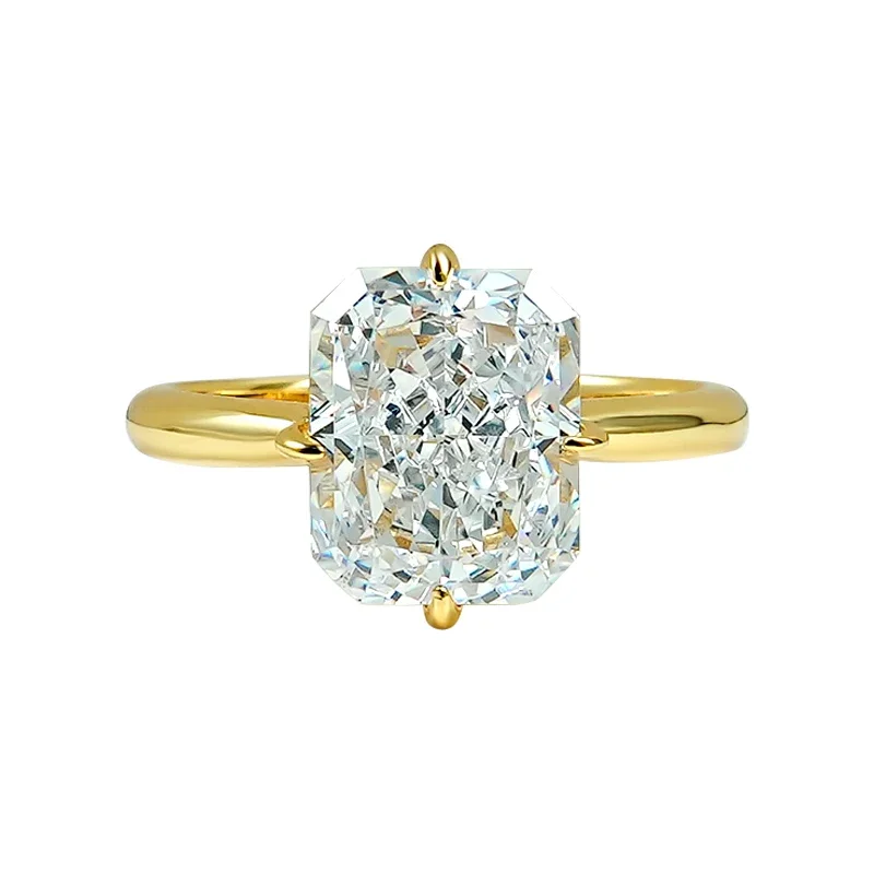8 * 10 rectangular Redion 925 silver ring set with high carbon diamond daily diamond ring, niche and versatile for women