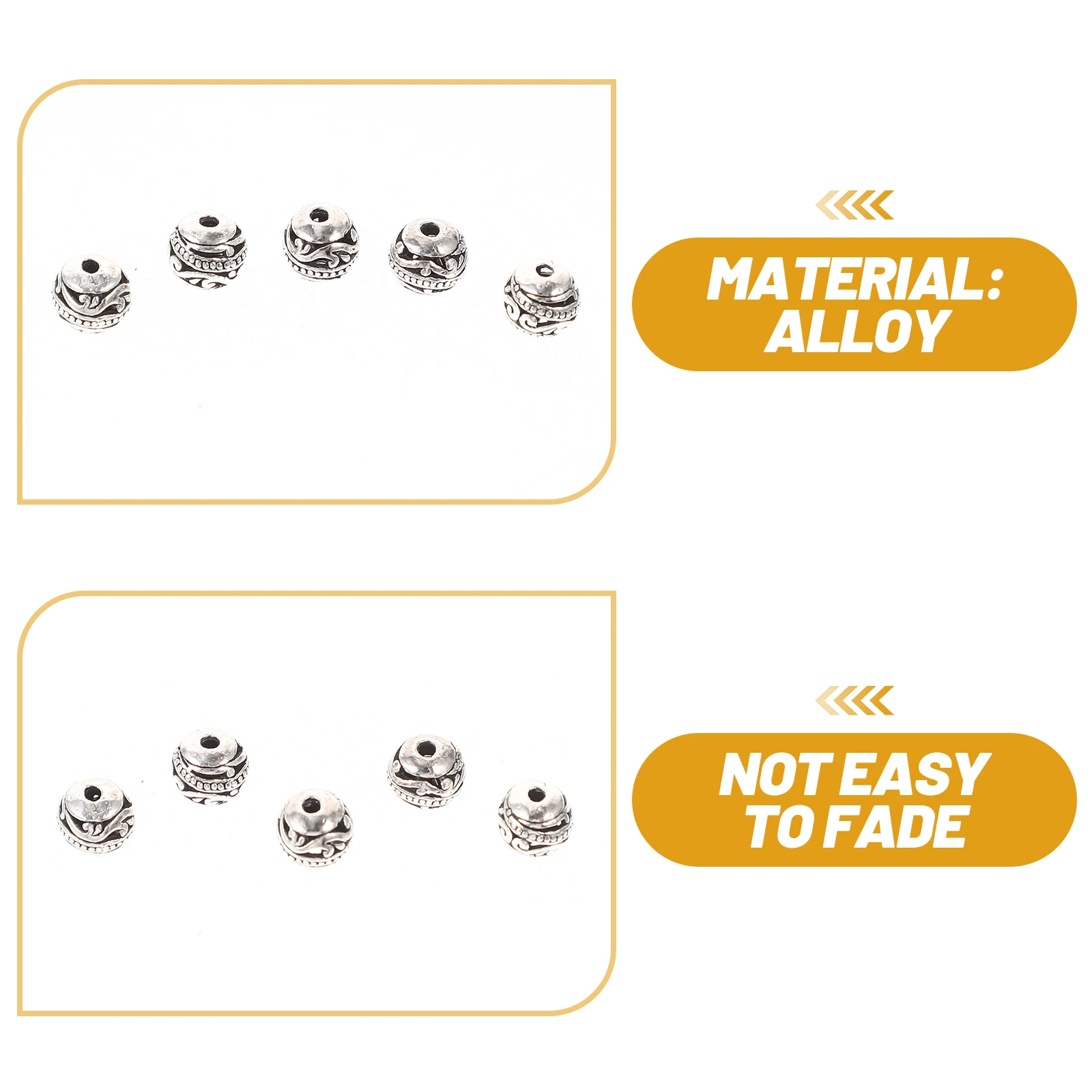 

50pcs Alloy For Jewelry Making Metal Bracelet Necklace Beads Round Craft Decorative Bulk Diy Accessories Handicraft Beads Large