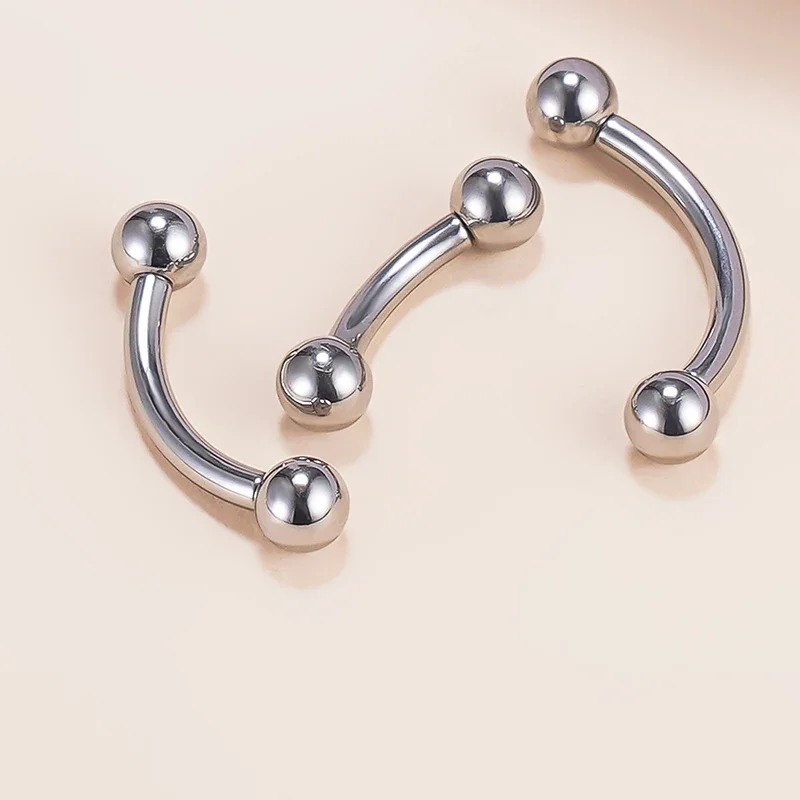 G23 Titanium PIERC Eyebrow Ring Curved Barbell With Balls Ear Helix Tragus Hip Hop Rock Cartilage Piercing Unisex Body Jewelry