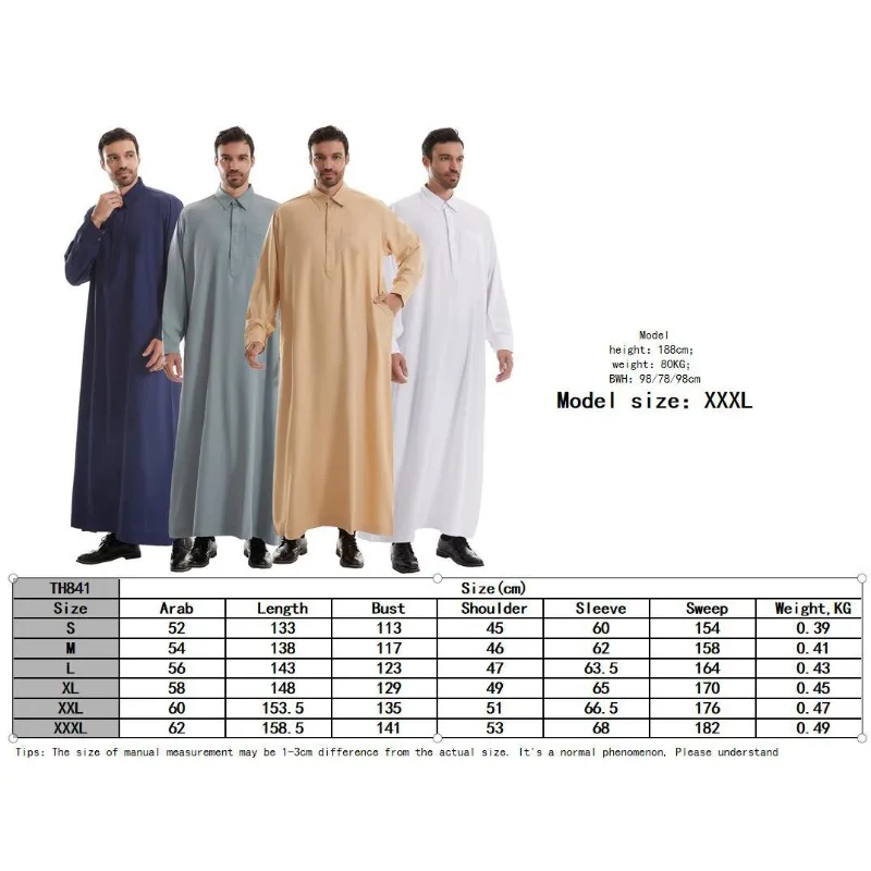 Robe musulmane décontractée pour hommes, tunique islamique blanche, chemises longues arabes, vêtements de mode traditionnels, Thobe Jubba, Eid Zones