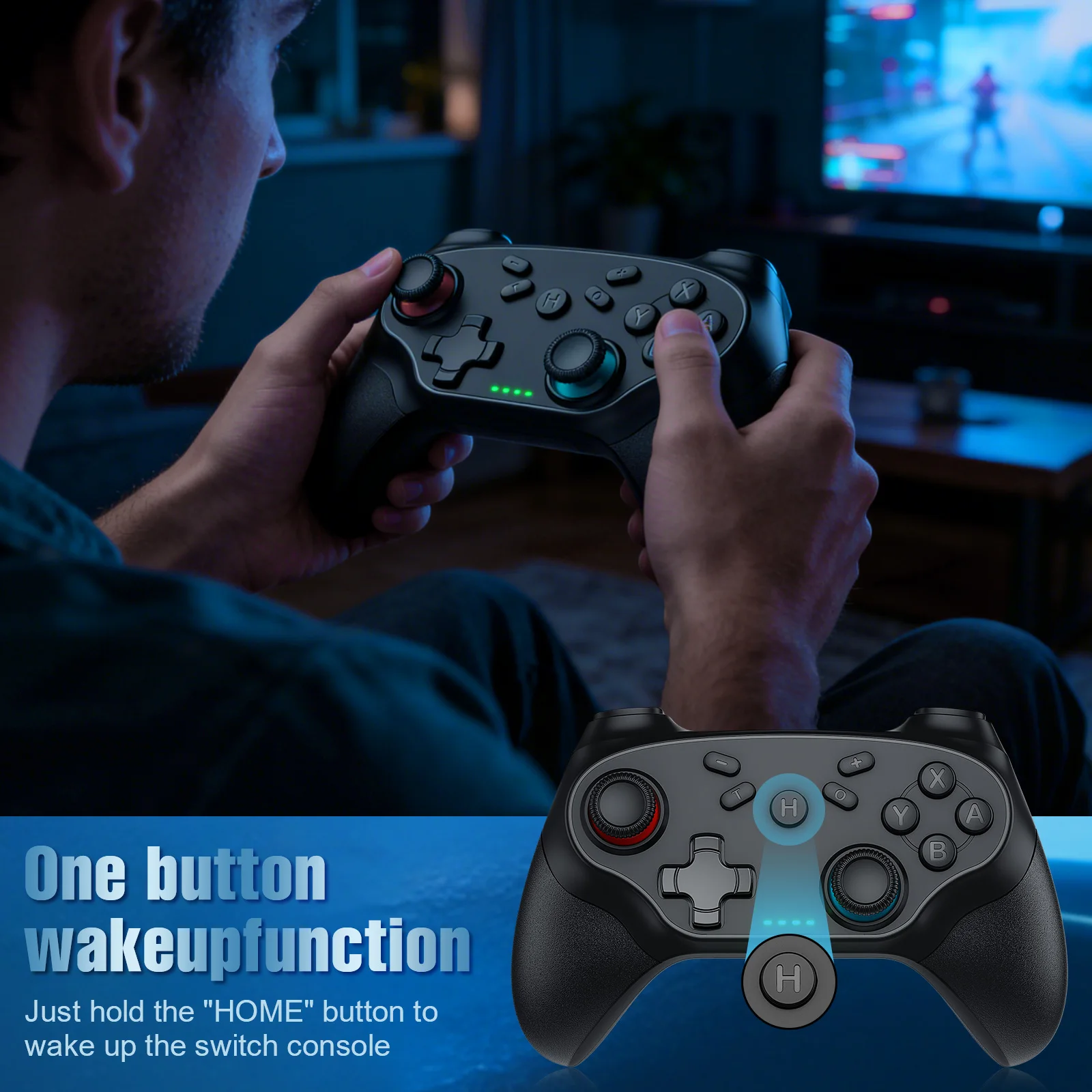 Immagine 7: Gamepad per Nintendo Switch/Pro/OLED/PC, Controller Wireless Bluetooth con Vibrazione e Turbo, Joystick per Giochi