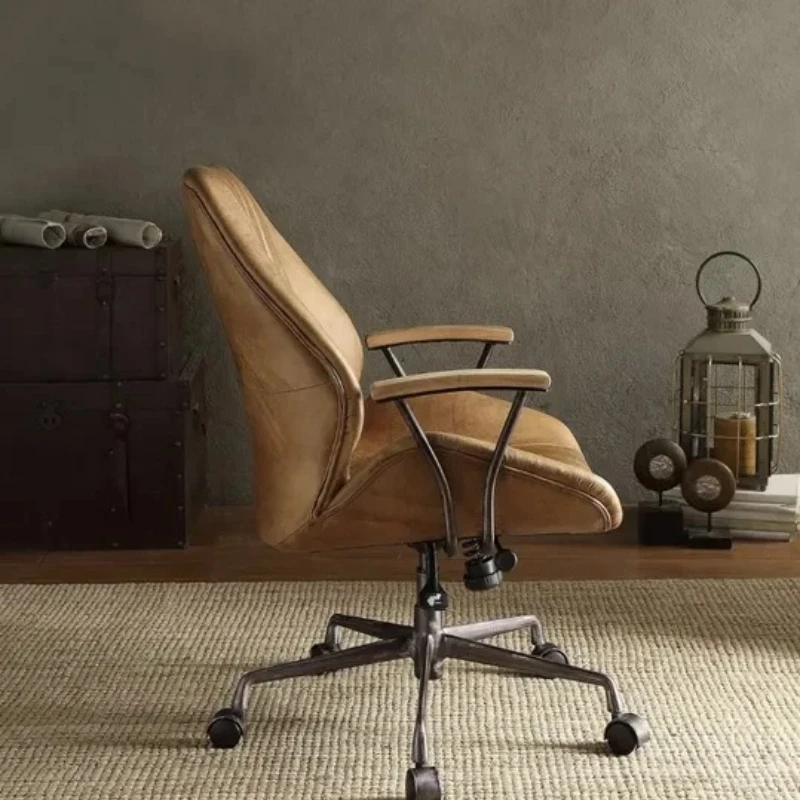 Sedia da ufficio con piano in fisarmonica, in pelle, con venature, per giochi, adhd, estetica, con braccioli a forma di gufo, per camera da letto, con ruote di design, sedia da ufficio calva