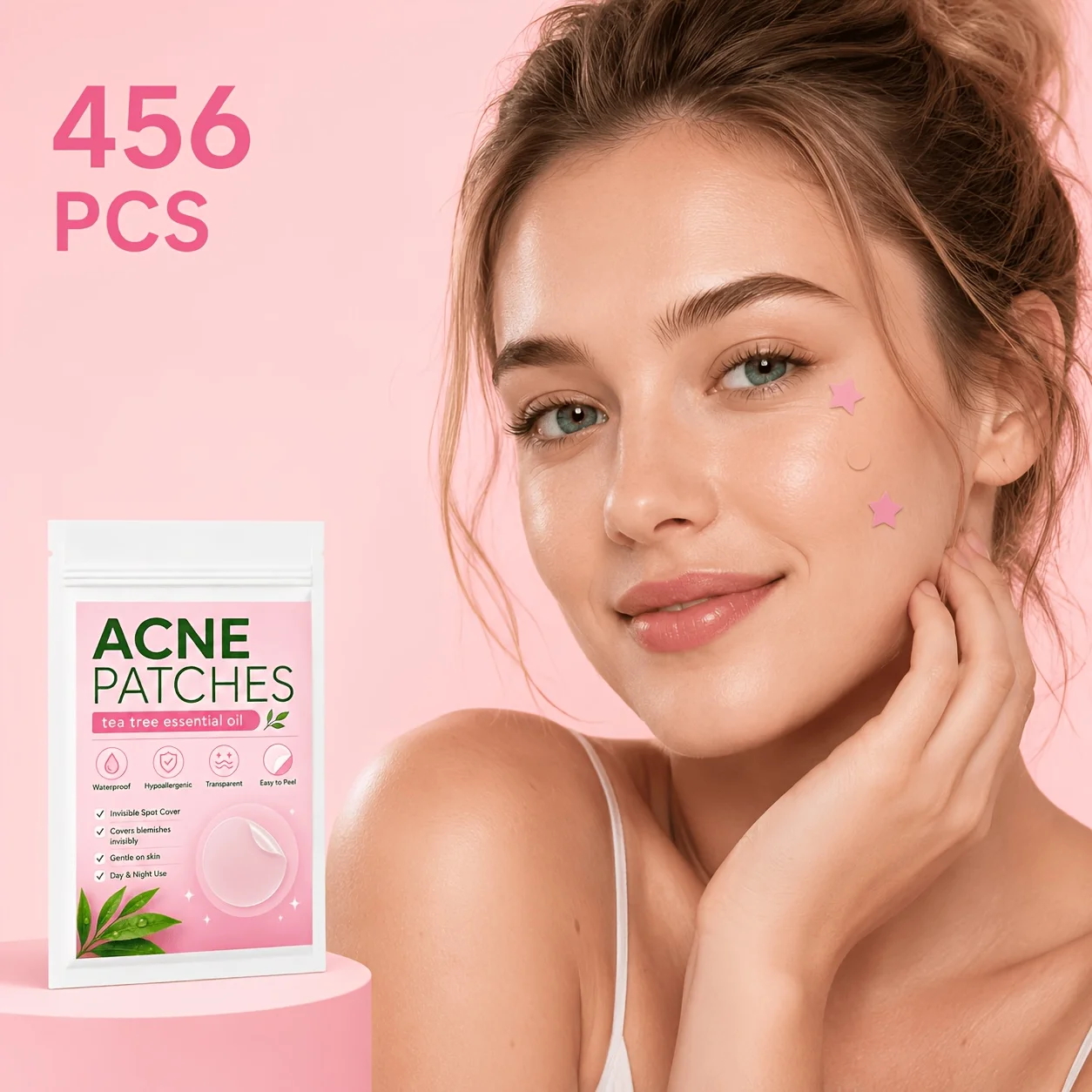 456PCS Hydrocolloid Pimple Patches, Colorful Star & Round Face Stickers, Cute Blemish Cover Patches for Men Women