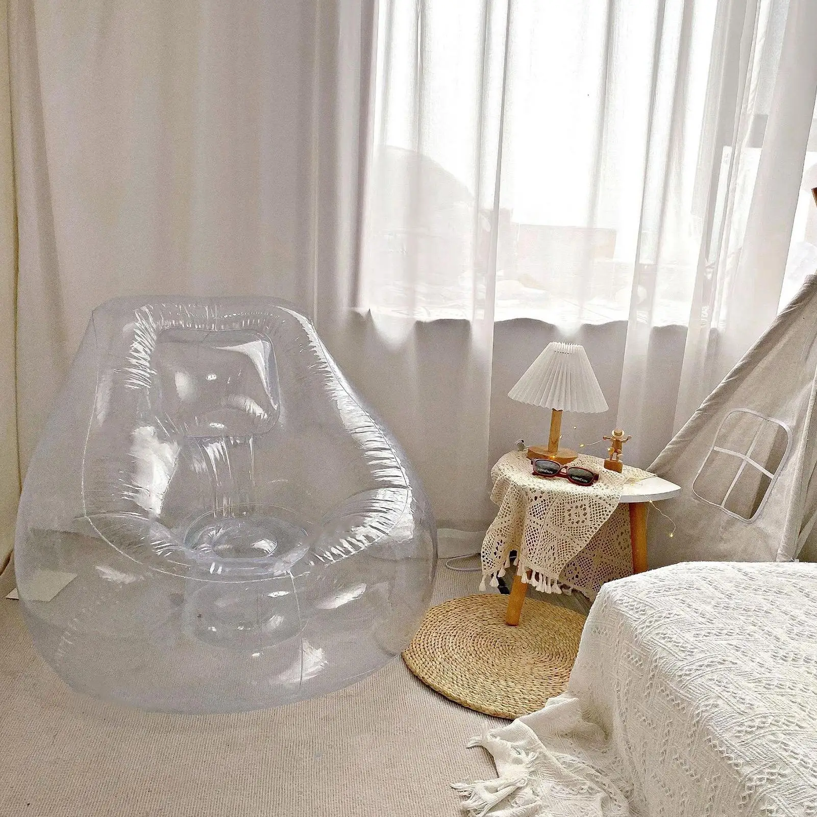 

Надувной стул, надувной диван, сиденье-мешок, удобный прозрачный диван для сада, комнаты, пляжа, кемпинга, бассейна, вечеринки, дома, озера