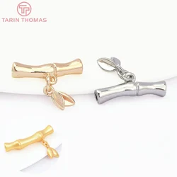 (8488) 4PCS 3x15.5MM 24K Gold Color Brass Bamboo Joint Shaped Curved Bracelet Tube Connector High Quality Jewelry Accessories