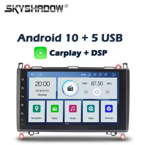 Carplay DSP Car DVD Player PX6 IPS Android 10.0 4GB+ 64GB GPS map Bluetooth 5.0 RDS Radio For B200 W169 W245 Viano Vito Sprinter