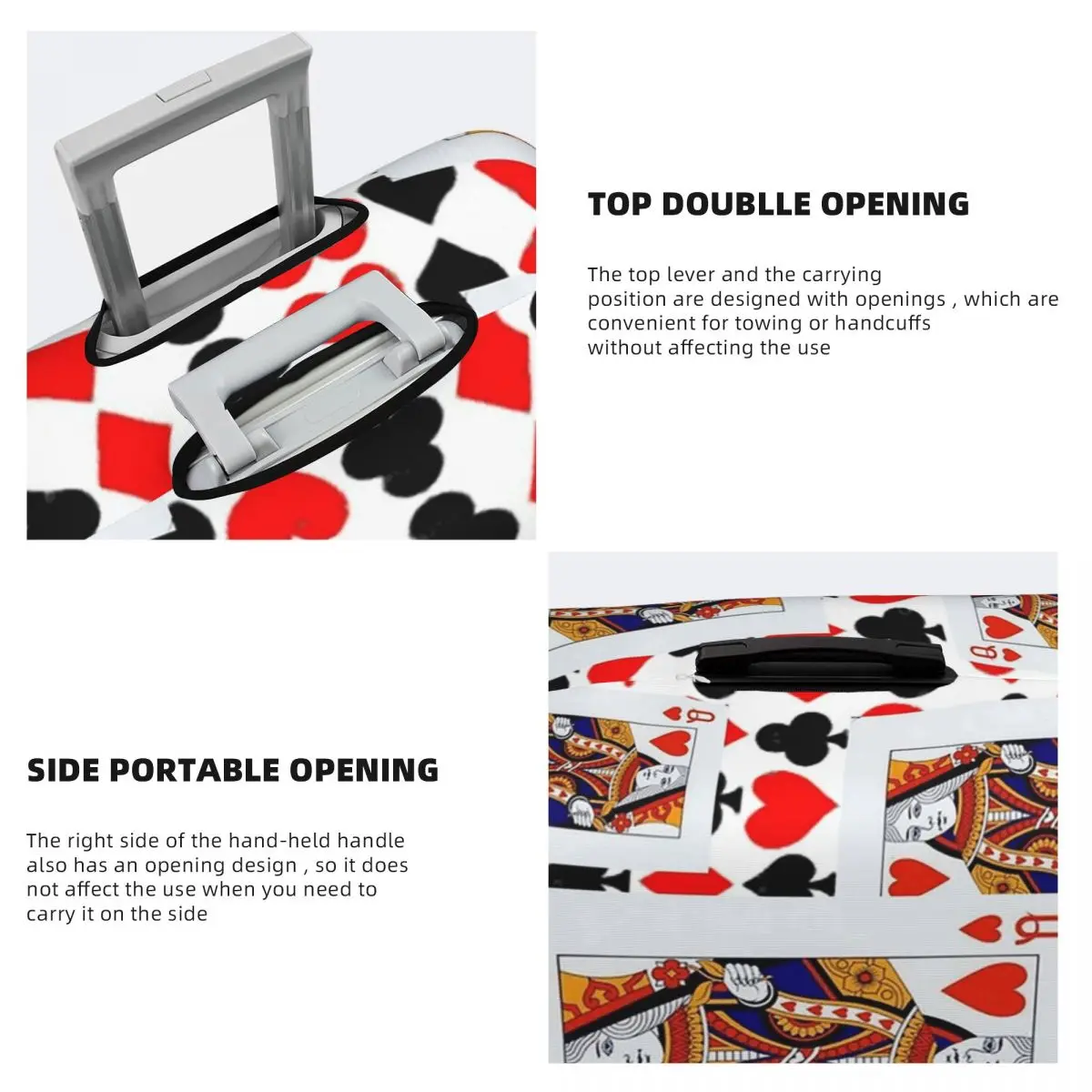 Red Queens Of Hearts Patterns Suitcase Cover Protection Elastic Travel Luggage Protector Covers for 18-32 Inch