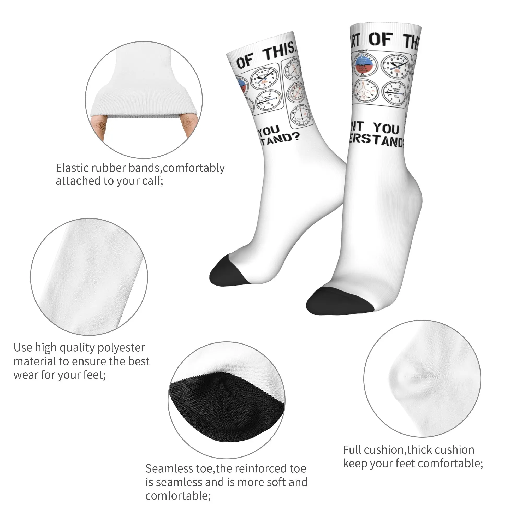 Light Aircraft Dashboard Socks Men's Women's Polyester Funny Happy  Socks Harajuku Spring Summer Autumn Winter Middle Tube Socks