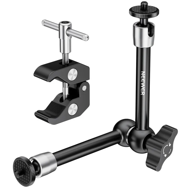 

Clamp with 1/4" and 3/8" Thread and 25cm Adjustable Magic Arm with 1/4" Screws for Flash/LED Light/Microphone