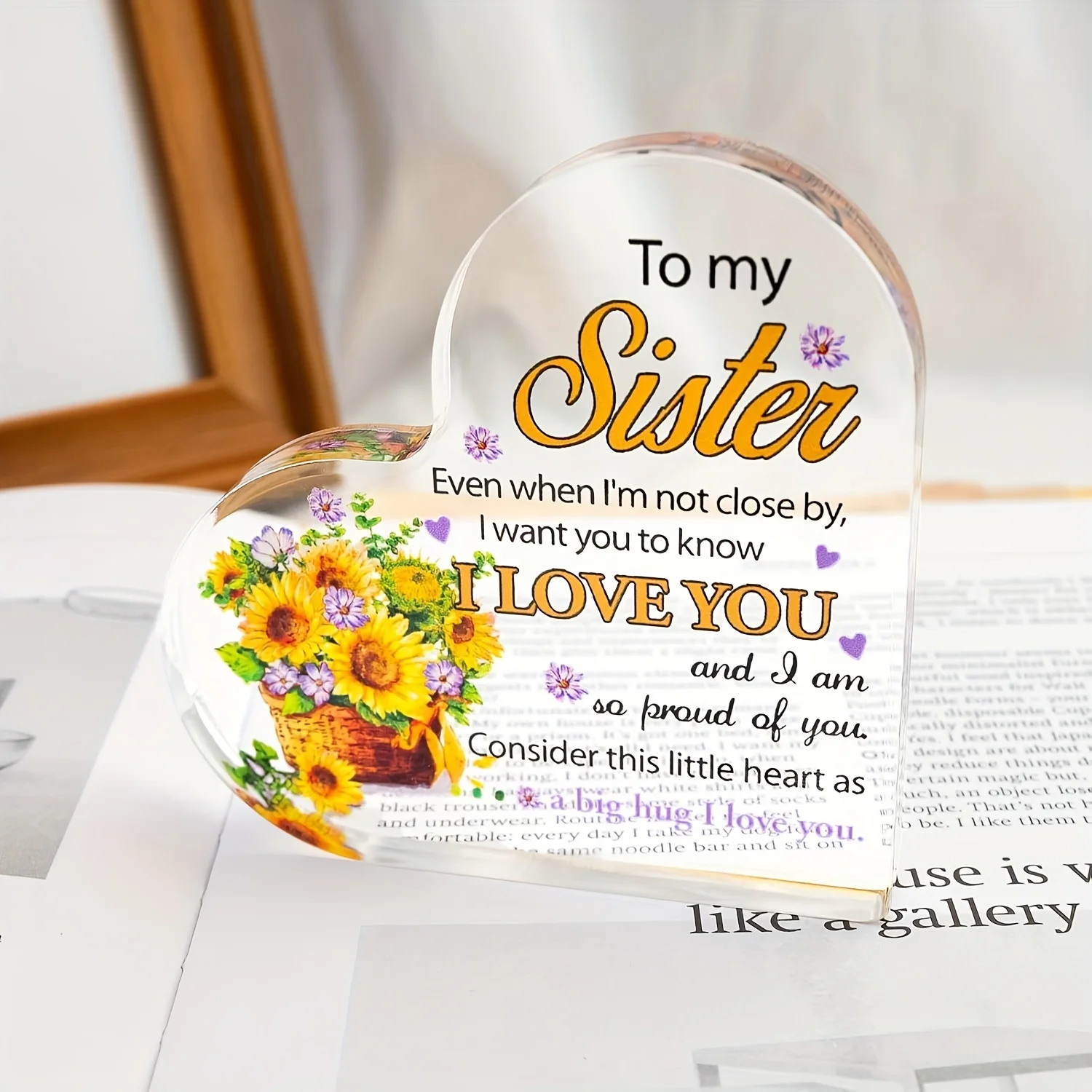 هدايا الأخت من هدايا عيد ميلاد الأخت الأخت، ديكورات مكتبية من الأكريليك، هدايا زفاف مثالية لعيد الشكر والكريسماس للكبار