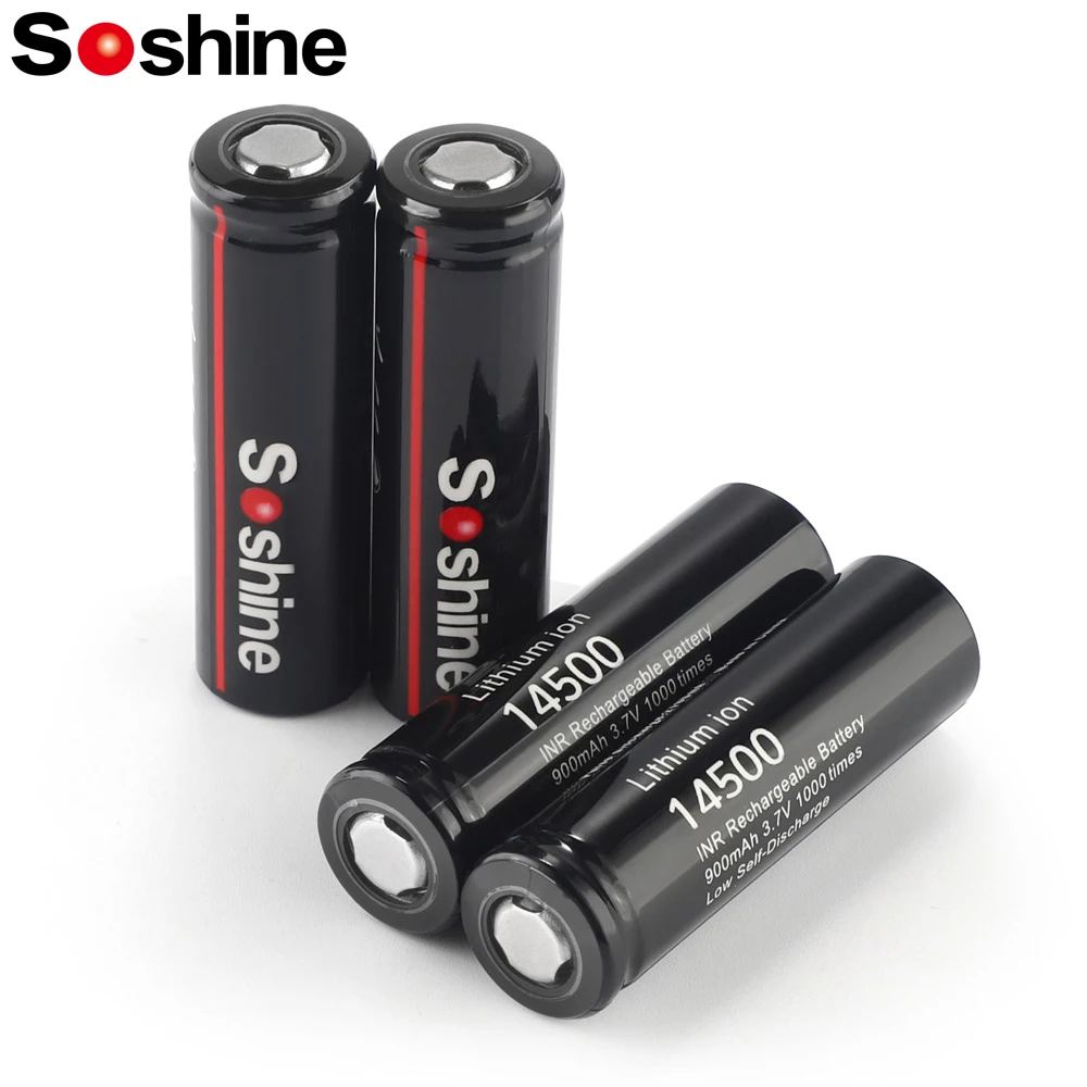 Soshine 14500 bateria litowo-jonowa 3.7V 900mAh akumulator 1000 razy do kalkulatora LED latarka