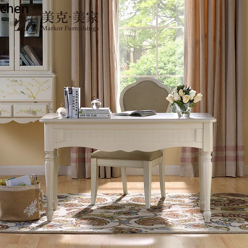 solid wood desk boss home study retro computer writing and chair floor decoration supplies