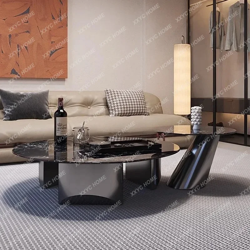 

Design Metal Thickened Premium Marble Coffee Table Stainless Steel Modern Simple Round
