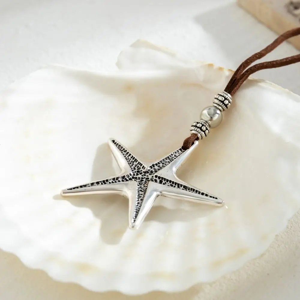 Pendant Conch Clavicle Chain Vintage Bohemian Style Y2K Accessories Starfish Necklace Gold Beach Choker Women