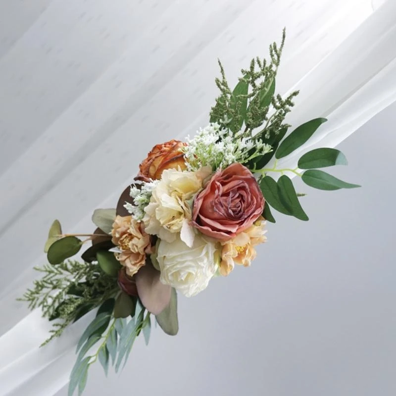 

Искусственная Роза Эвкалипт Гирлянда Лозы Ротанга Цветочный Свадебный Цветочный Фон Арка Украшение Стены 15UB