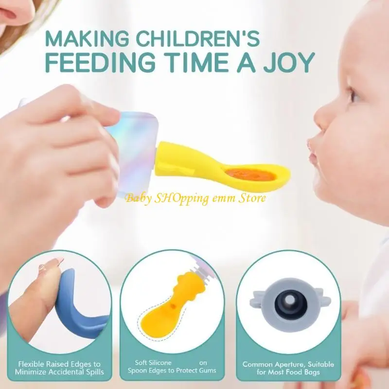

23GD Silicone Spoons Travel Friendly Baby Feeding Spoons set for Baby Pouches