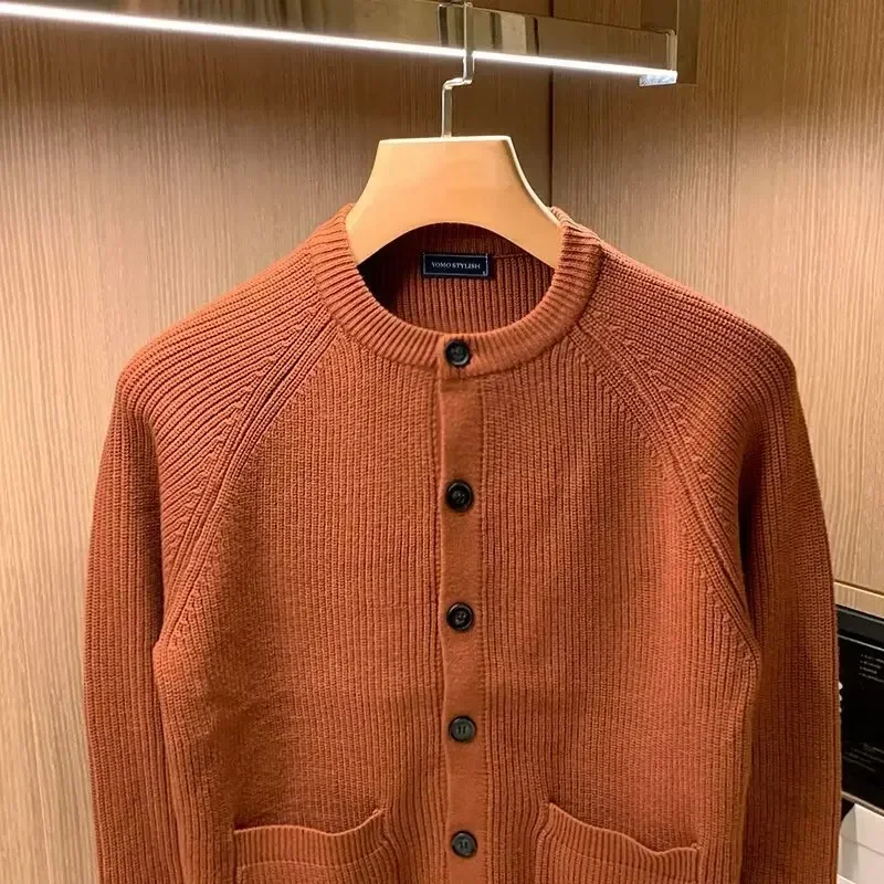 الخريف الرجعية الترفيه محبوك البلوزات للرجال الياقة المستديرة رجل الملابس سترة بلون معطف Crewneck عادي رجل سترة