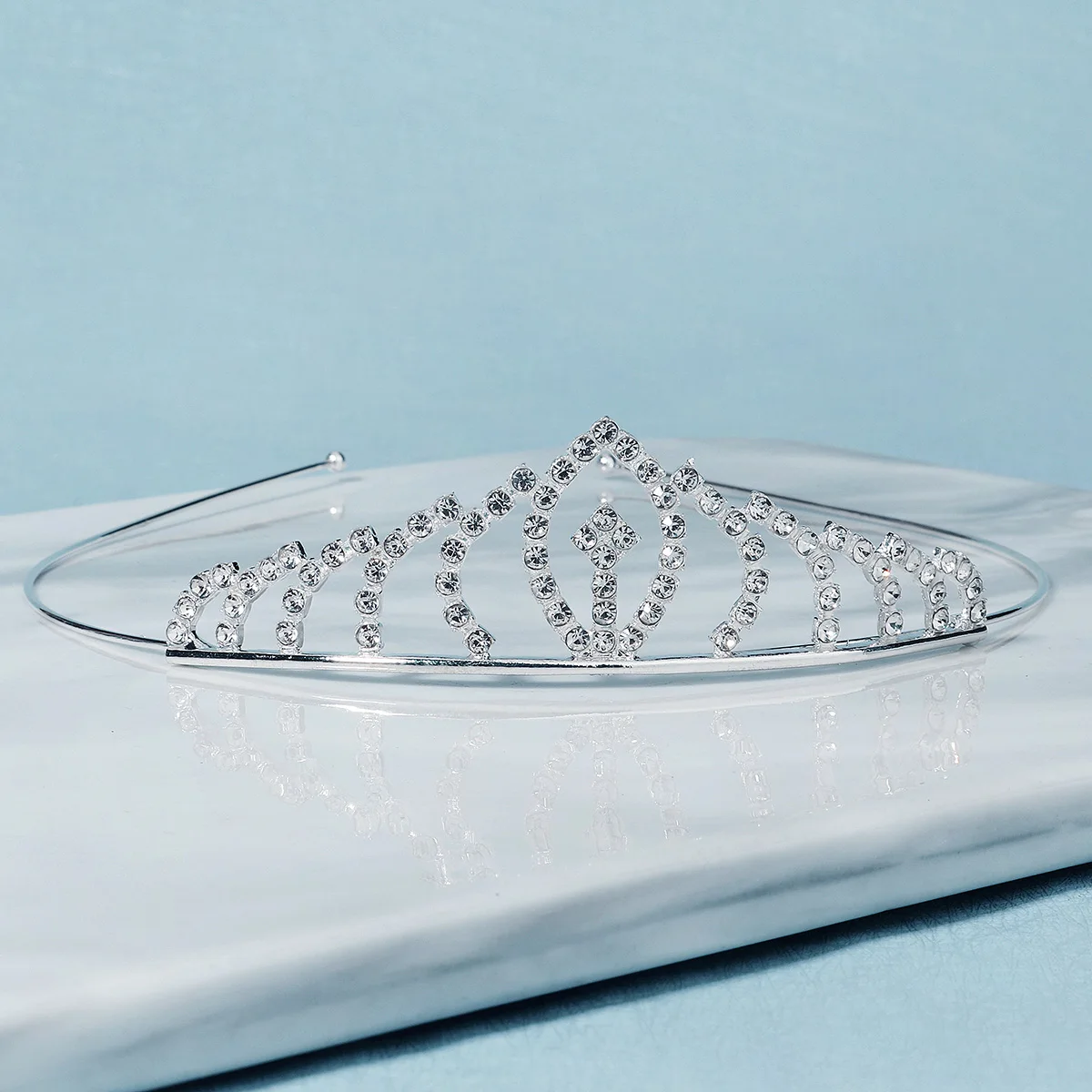 Silber Elegante Einfache Strass Kristall Krone Hochzeit Party Tiara Für Frauen Kleine Blume Mädchen Prinzessin Haar Bands Kopfschmuck – Detail 8