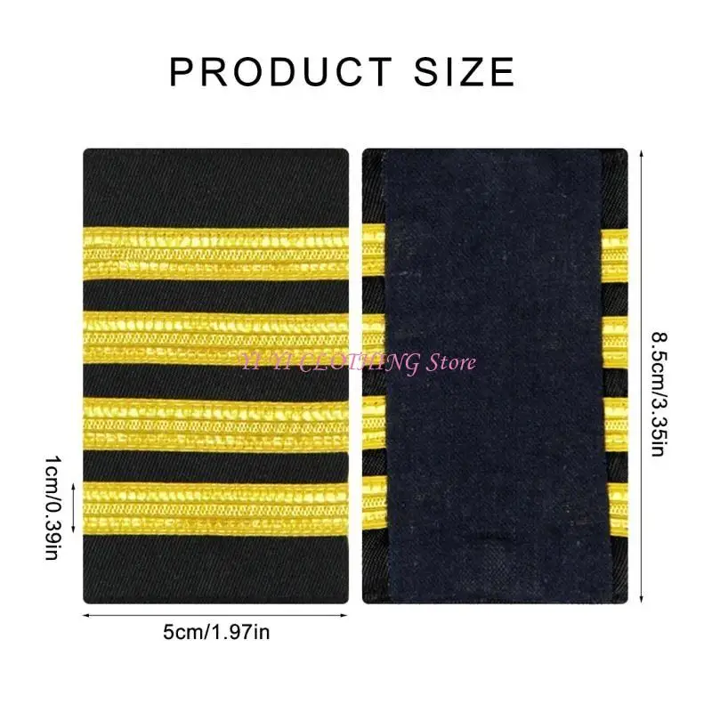 N5KF Shoulder Epaulettes Golden Security Uniform Accessories Captain Professional Security Guard Epaulets Captain