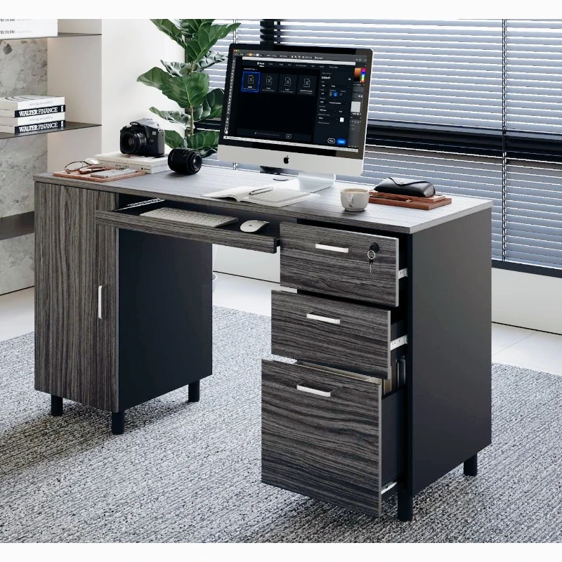 

Venice Computer Desk - Office Desk with 3 Drawers & CPU Storage Cabinet - Laptop Workstation with Keyboard Tray