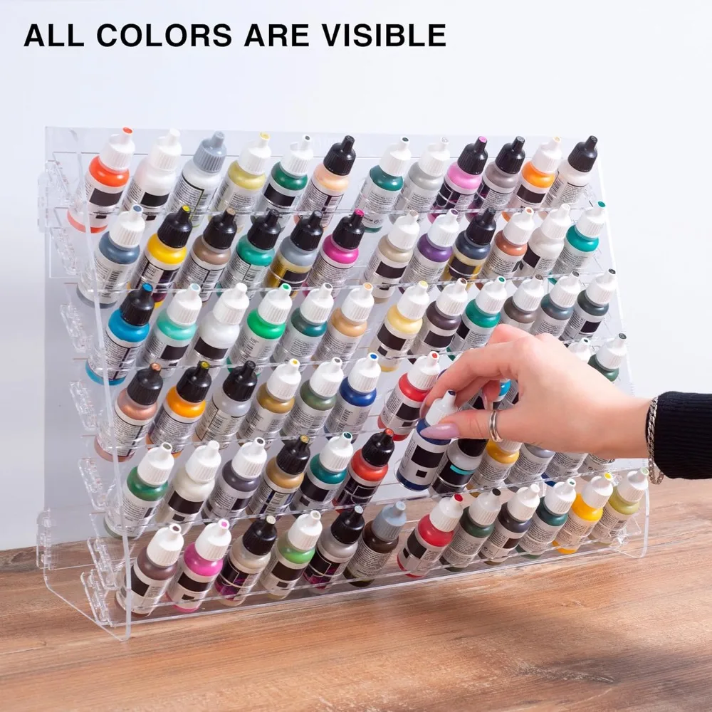 

Acrylic Paint Holder for 72 Vallejo 17ml Bottles Desk Wall Mount Storage for Miniature Painting