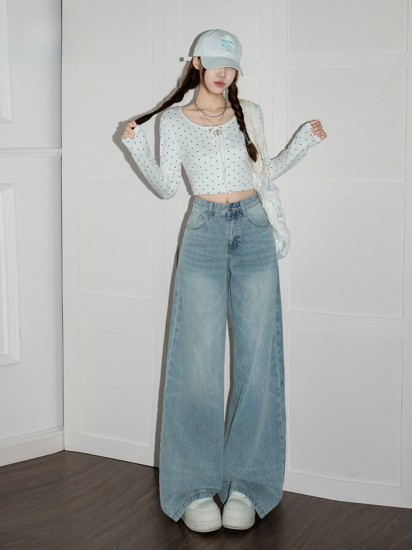 

Джинсы прямого кроя в американском стиле, женские летние джинсы с эффектом похудения, широкие брюки-клеш, модные повседневные хлопковые джинсовые брюки