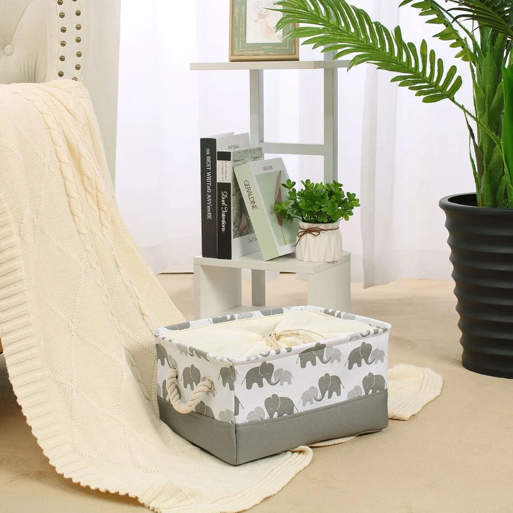 Foldable Fabric Storage Bins with Handles Drawstring Closure Collapsible Durable Baskets Home Organization Laundry Car Closet