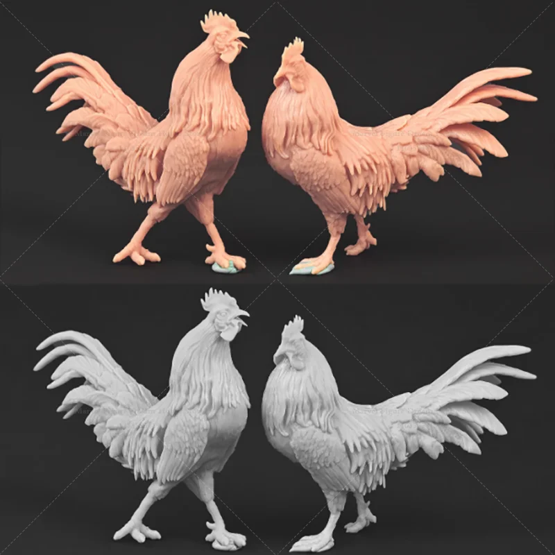 

1/35 1/18 Scale Miniature Scene Dolls Simulated Animal Model Farm Poultry Rooster Un-panited Orange/Grey Former Mini Figure