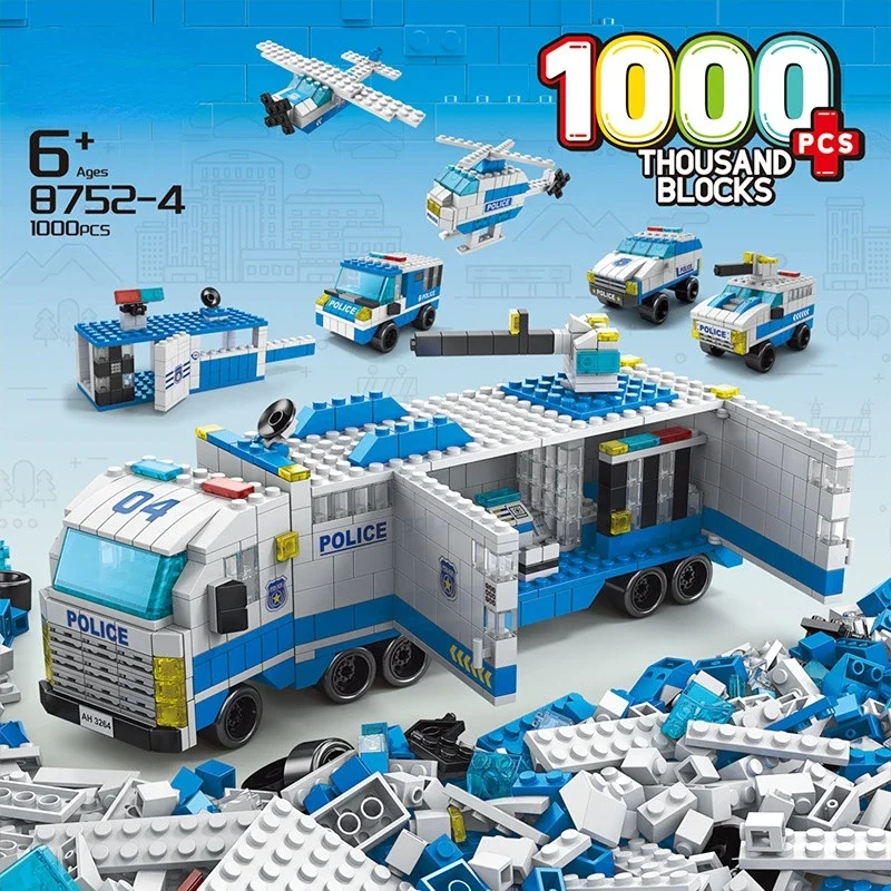 6 in1 City Police Station Building Blocks City Series Fire Fighting SWAT Police Truck Princess Castle Model Toy for Children Kid