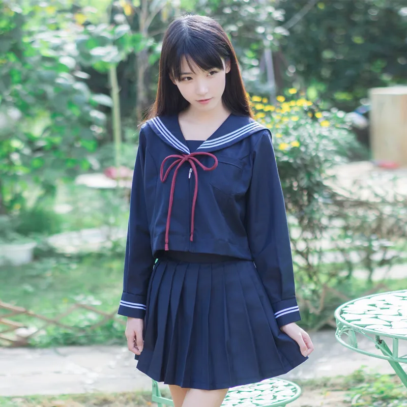 Uniformes escolares japoneses para meninas, tops de marinheiro longos, saia plissada, conjuntos completos de cosplay, série de fantasias Jk fofas, outono