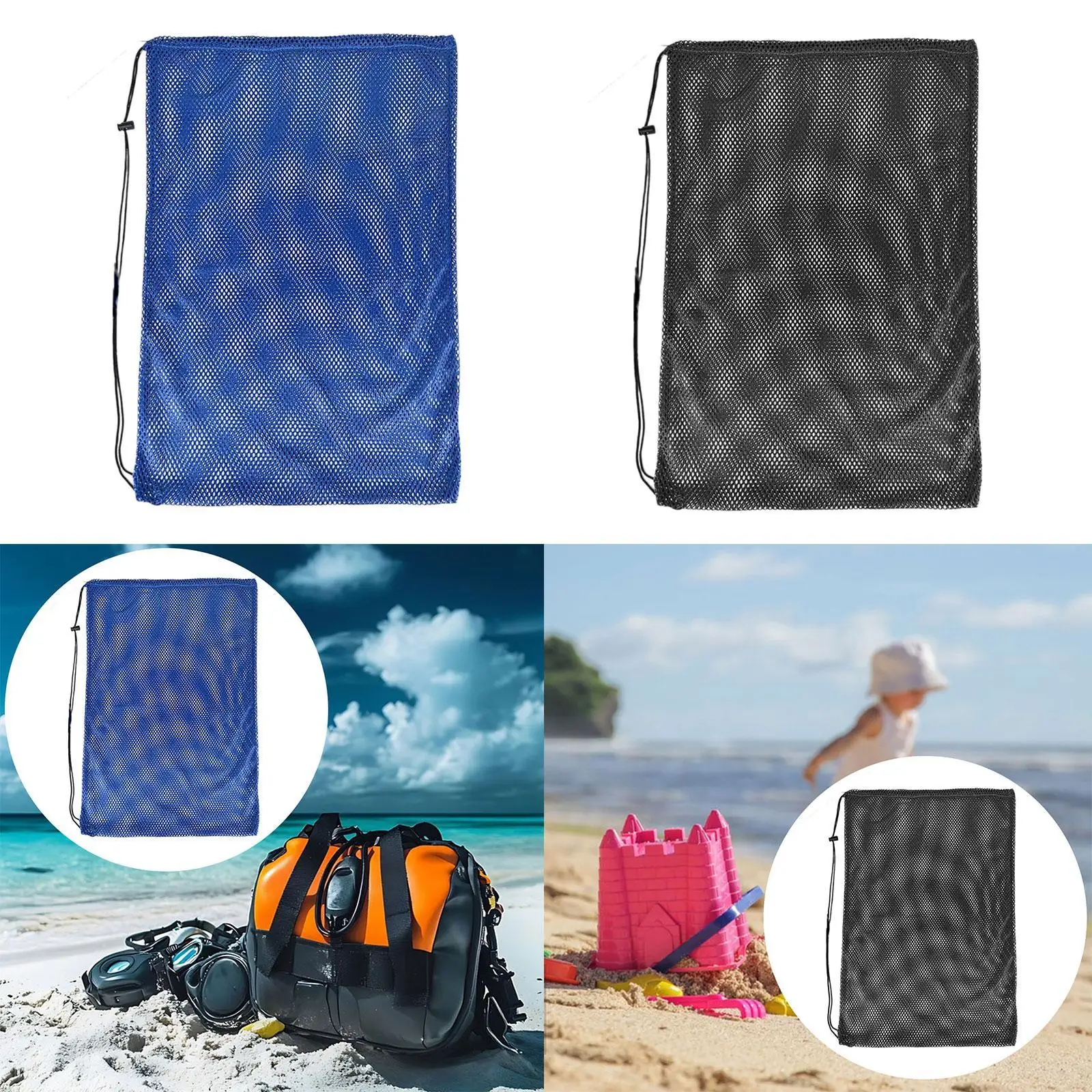 

Mesh Drawstring Swimming Equipment Bag Lightweight Sports Bag for Men Women Gym and Pool