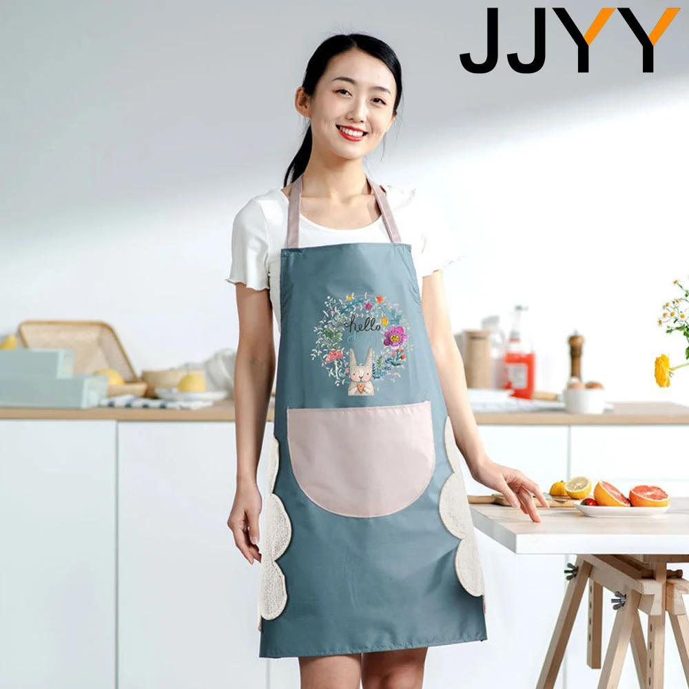 JJYY Cute Kitchen Apron for Women Waterproof and Oil Proof with Hand-Wiping Cover Wholesale