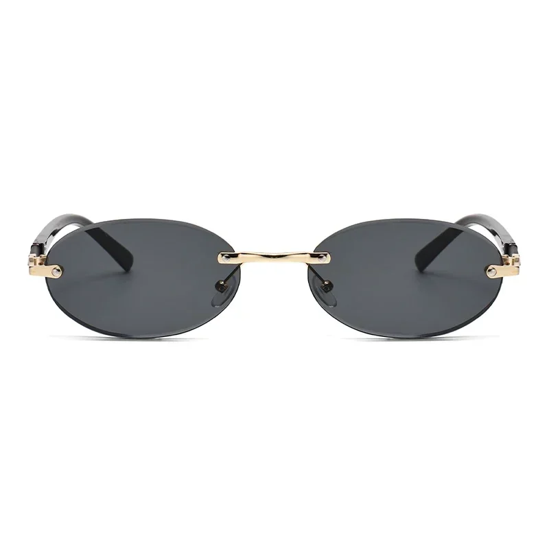 2024 Trendy Eye Protection Sunglasses Stylish Gradient Lens Outdoor Shades Luxury Brand Frameless Small Black Vintage Glasses