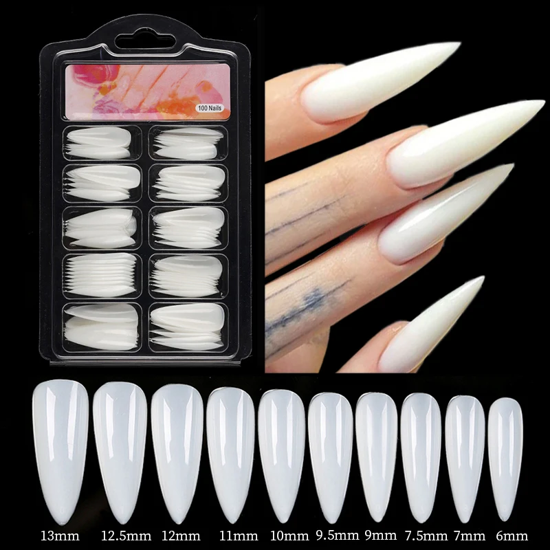 100 Stks/doos Quick Extension Volledige Dekking Nep Nagels Clear White Water Drop Doodskist Valse Nagels Tips Vinger Extension Nail Art mold