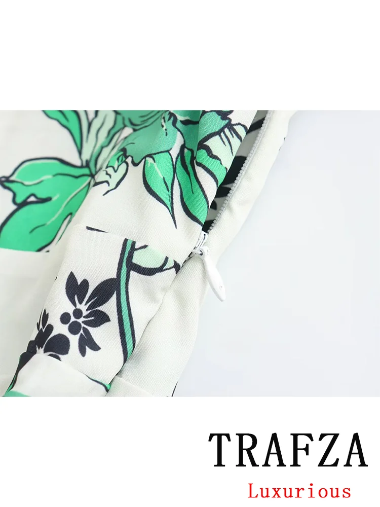 TRAFZA Vintage Flower Print Chic Women Dress Square Collar Flying Sleeve Cami Dress New Fashion 2024 Summer Ruffles Dress