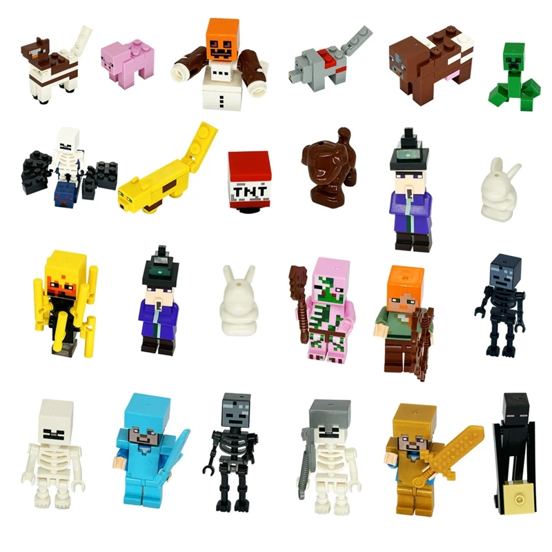 Minecraftes Building Blocks Creeper Figures Zombie Dolls Steve Bricks Toys for Boys Kids Game My World Gift Toy Cake Decoration